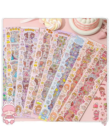 Cute Cartoon Theme Kawaii Stickers-20 Pet Sheets Cute Washi Stickers for Project, Girls Sticker Set for Kids, Self-Adhesive Sticker, Kawaii Sticker Sheet Size - 40 X 8 CM