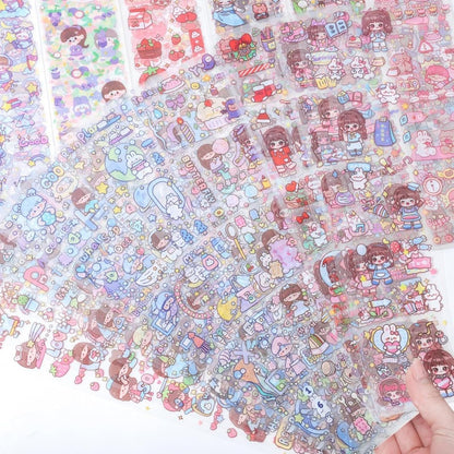 Cute Cartoon Theme Kawaii Stickers-20 Pet Sheets Cute Washi Stickers for Project, Girls Sticker Set for Kids, Self-Adhesive Sticker, Kawaii Sticker Sheet Size - 40 X 8 CM