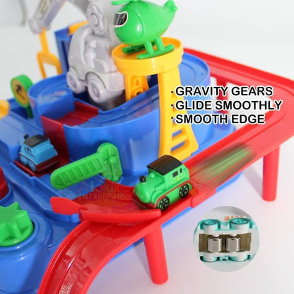 Race Track Parking Crane Toy Set with Airplane & Truck – 2-in-1 Educational Car Adventure Playset for Kids 3+