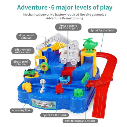 Race Track Parking Crane Toy Set with Airplane & Truck – 2-in-1 Educational Car Adventure Playset for Kids 3+
