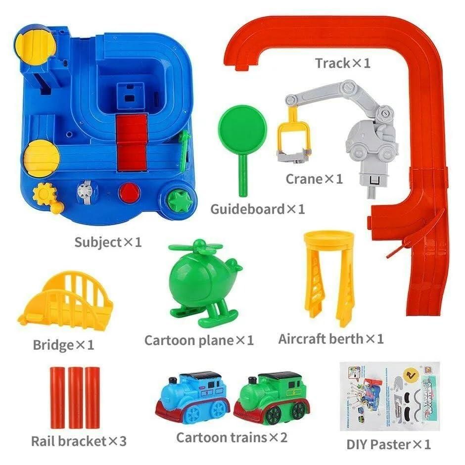 Race Track Parking Crane Toy Set with Airplane & Truck – 2-in-1 Educational Car Adventure Playset for Kids 3+