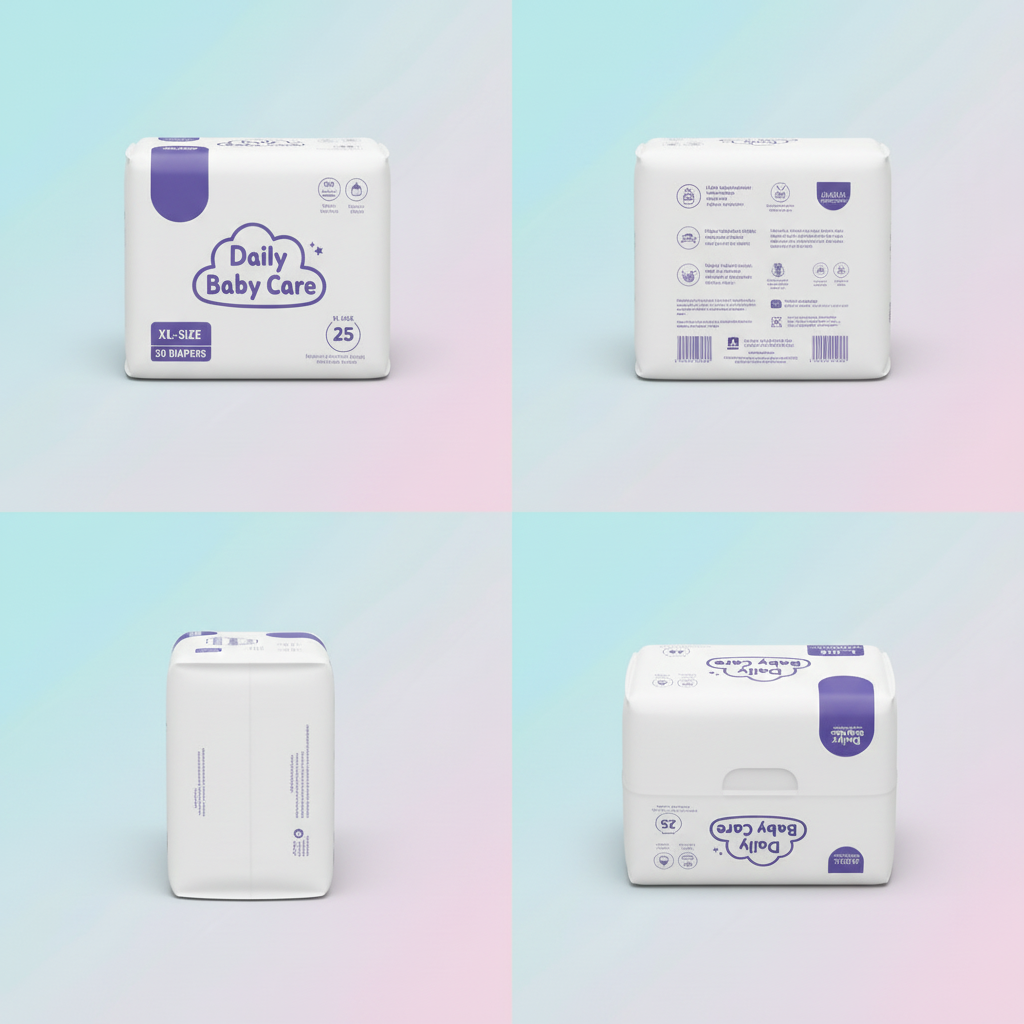 XXL Diaper Package Multiple Angles No Wipes