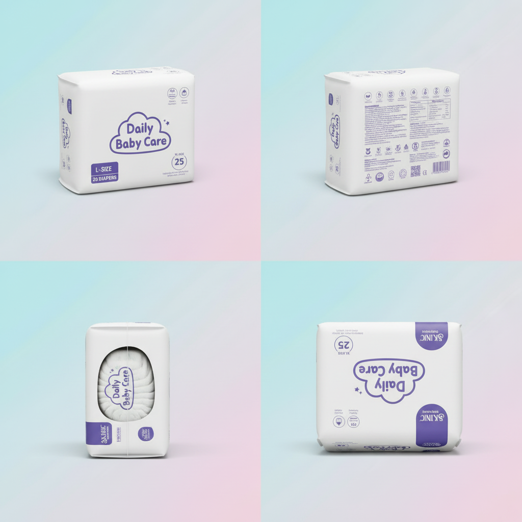 L Diaper Package Multiple Angles No Wipes