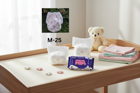 THE GIR FARMER organic baby diaper combo with soft patterns and included baby wipes for gentle care