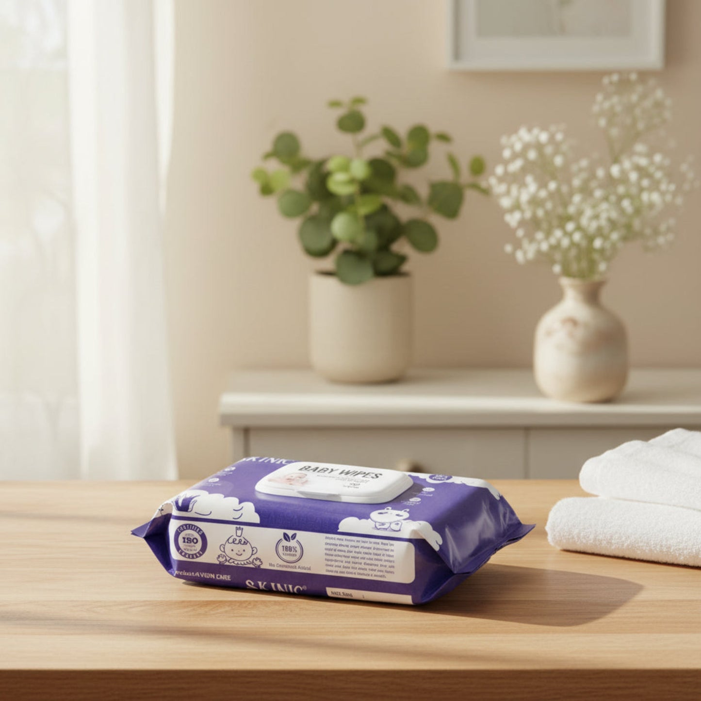 Skinic Baby Wipes with Moisturizing Formula, Gentle Care for Soft Baby Skin