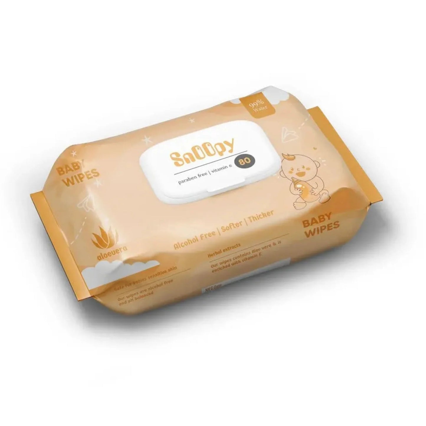Organic baby wet wipes pack featuring aloe vera for gentle skin care, alcohol free and thicker for comfort